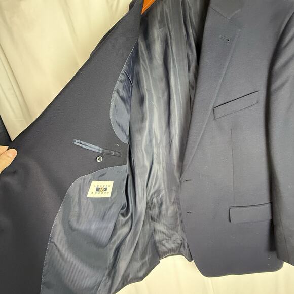 JOSEPH ABBOUD 46R Suit Jacket Blazer Super 100 Blue Wool‎ Modern Fit EUC - Picture 9 of 14